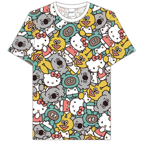 たぬきゅんフレンズ×ハローキティ】総柄Tシャツタオルセット